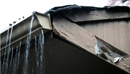 clogged gutters and damage